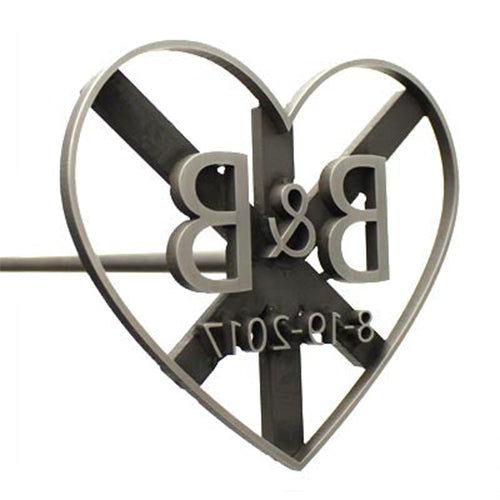 Personalized Unity Wedding Branding Iron With Heart Frame - 32 Inch Handle