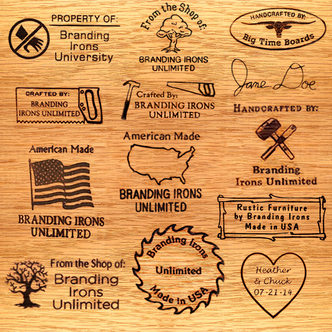  Custom Branding Iron with Personalized Text and Twig Border  3/4 x 1-1/2 - Made in USA