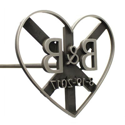 Personalized Unity Wedding Branding Iron With Heart Frame  - 32 Inch Handle